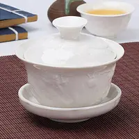 在飛比找樂天市場購物網優惠-三才蓋碗帶蓋泡茶杯單個茶碗茶具迷你小號陶瓷德化白瓷玉瓷三炮臺