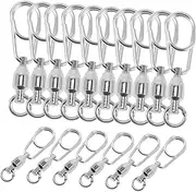 WOONEKY Pcs Fishing Swivel Set Stainless Steel Ball Bearing Swivels High Strength Outdoor Lock Ring Fishing Accessory for Bass