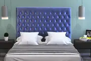 Modern Classic Mansory Double Velvet Bed Head Blue
