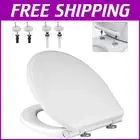Cotton White Elongated Toilet Seat Replacement - Quick Release Soft-Close Design