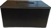 PU Leather Tissue Box Cover Square Tissue Box Holder with Magnetic Closure (Black 2#, S)