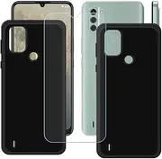 FZYM Case for Nokia C31 + Tempered Glass Screen Protector Protective Film,2 Pack Slim Black Soft Gel TPU Silicone Protection Phone Case Cover for Nokia C31 (6.74")