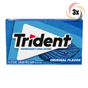 3x Packs Trident Original Flavor Sugar Free Chewing Gum | 14 Sticks Per Pack