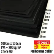 Black Ultra Firm HD EVA Foam Sheets, 1-10mm, 1x1m, Closed Cell, 220kg, Shore 60
