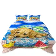 Kids Animal Dogs Art Cute Dachshund at the Beach Coverlet