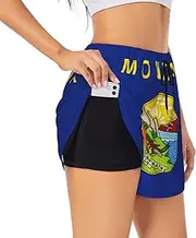 [GaxfjRu] Montana State Flag Print Women's Running Shorts High Waisted Running Shorts Pocket Sporty Gym Elastic Short