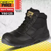 Hard Yakka Work Boots Utility Side Zip Safety Steel Cap Toe Shoe Y60125 BLACK