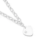 Silver Heart Charm Oval 19cm Belcher Bracelet