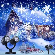 Snowflake Christmas Projector Lights Outdoor, Double Head Dynamic Snowflake Proj
