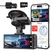 4K Dash Cam Front and Rear, STARVIS 2 Sensor, Touch Screen 3.18", 128GB Card ...