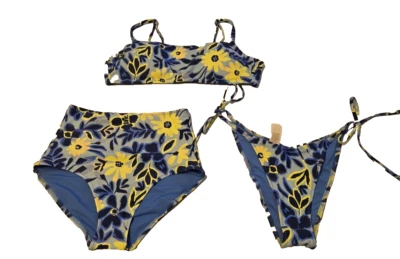 NWT American Eagle Aerie Blue/Green Floral Swim Suit Choose Top Or Bottoms