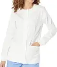 Women’s Scrub Snap-Front Jacket Round Neck Stylish Medical Uniform White size XL