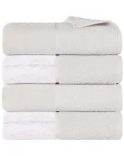 Superior Set of 4 Lodie Cotton Plush Jacquard Solid & Two-Toned Bath Towels