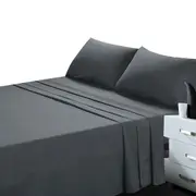 Soft Bed Sheet and Pillowcase Set Ultra High GSM - Dark Grey