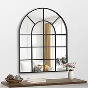 NIMURY Arched Mirror, 30"x36" Arch Window Mirror, Black Frame Window Pane Mirror Wall Decor, Large Wall Mounted Mirror Decorative for Living Room Bedroom Entryway Hanging or Leaning Against Wall