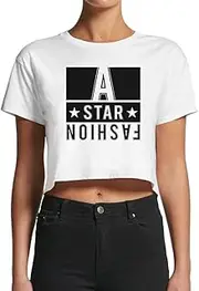 [Smartprints] Women's A Star Fashion Banner Crop Top -Image by Shutterstock