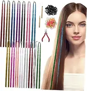 Ipetboom 1 Set Tinsel Hair Extensions Kit Color Glitter Hair Strands for Braids Natural Appearance Tinsel Accessories Comfortable Fit
