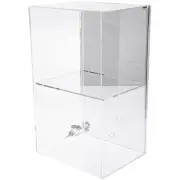 Plymor Acrylic Locking Case Sliding Back, 1 Shelf Mirrored 20.75" x 12.25" x 10"