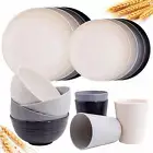 Wheat Straw Dinnerware Set, 16PCS for 4, Plates and Bowls, Unbreakable Plastic