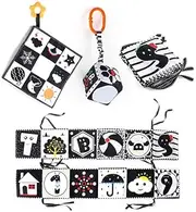 3-Piece Black and White High Contrast Baby Toy Set - Perfect for Newborns, Montessori Sensory Soft Book for Early Education, Infant Tummy Time Toys, Ideal Baby Gifts