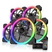 RGB Dual Ring 120mm Case Fans,5V Motherboard Sync,Speed Adjustable,RGB Sync