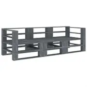 Garden Pallet Sofa Grey 3-Seater Wood