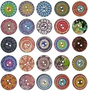 Chenkou Craft Mix Random Pattern 100pcs 1"(25mm) Large Wood Buttons Craft Sewing Button (1"(25mm))