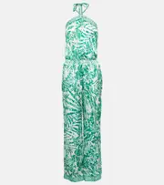 [Poupette St Barth] Poupette St Barth Isabelle printed halterneck jumpsuit AU 6 green