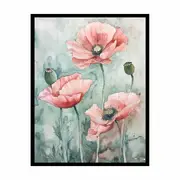 Watercolor Poppies Framed Print Fine Art Poster Print
