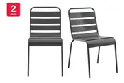 Matt Blatt Miami Metal Outdoor Dining Chair (Charcoal, 2 Pack)