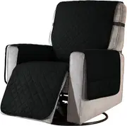 Recliner Chair Covers Fitted Recliner Sofa Slipcovers Reversible Washable Recliner Chair Protector with Elastic Adjustable Strap for Home, Black/White