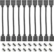 uxcell 4 Pin 10mm RGB LED Strip Light Connector Extension Cable 300mm Length Black 10Pcs with 20Pcs Male 4 Pin Plugs