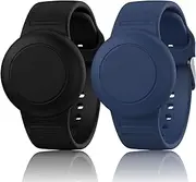 Vancle Silicone Air Tag Bracelet for Kids, Air Tag Wristband for Air Tag Holder Case, Adjustable Waterproof Anti Lost Wristband for Toddler Baby, Boys, and Girls, Elders (Black/Navy Blue)