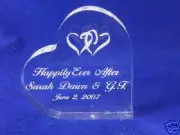 Crystal Heart Happily Ever After Cake Topper Engrave