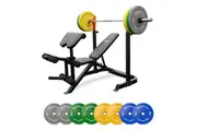 Impact Fitness BP7 + 120kg Olympic Pro Coloured Bumper Set
