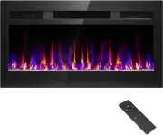 31 Inch Electric Fireplace Recessed and Wall Mounted, Fireplace Heater and Linea
