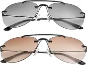 2 Pairs Bifocal Reading Sunglasses UV400 Protection Outdoor Sun Readers Aviator Shades Anti Blue Light Glasses for Men Women