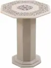 21" Marble Corner Table Top Inlay With 18" Marble Stand