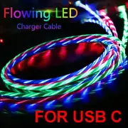 LED Light Up Flowing Flashing Visible USB C Type-C Charger Cable Charging Cable