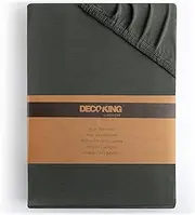 DecoKing Fitted Sheet Emperor II 100% Combed Cotton Soft Jersey Bed Sheet 200x200-200x220 cm Dimgray Amber