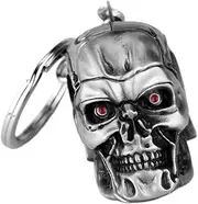 [qirunQR] Skull Head Keychain Metallic Luster Keyring Exquisite Workmanship Skull Key Chain for Car and Home Key, Silvery, 7.2*6.2*3.2