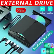 Hub/Slim External Drive USB-C 3.0 Burner Player CD DVD Reader Writer PC Laptop