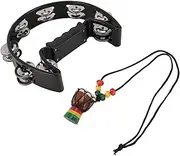 Handheld Tambourine, Half Moon Drum Black Hand Percussion Instrument with Hanging Decor
