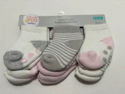 Just One You Carter Baby Girl Socks 6 Pairs 0-3 Months New