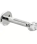 Natural Diamond 3mm 14K White Gold 18G Internally Treaded Lip Labret Ear Stud