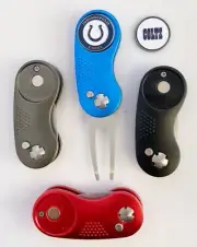 NFL 2 Prong Switchblade GOLF DIVOT REPAIR TOOL Red + Ballmark INDIANAPOLIS COLTS