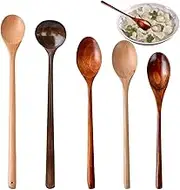 Timber Soup Ladle - 5X Long Handle Mixing Spoon, Heat Resistant Kitchen Utensil | Wooden Serving Spoon for Sauces, Soups, Honey, Salad Stirring, Ideal for Cooking, Food Preparation, and Serving