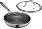 HexClad Hybrid Nonstick 20 cm Frying Pan with Glass Lid, Stay-Cool Handle