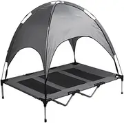 Pawz Dog Trampoline Bed with Raised Canopy, Extra Large, Grey, Travel Elevated Dog Bed with UV Protected Canopy, Washable Pet Bed for Indoor and Outdoor Use, Lightweight and Portable