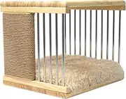 Schkelda Furniture Norton Bedside Rectangular Table - Cat Indoor End Table - Easy Assembly, Timber Construction - Strong & Sturdy with 20 kg Capacity - Clawsome Scratching Post - Cozy Pillow Included